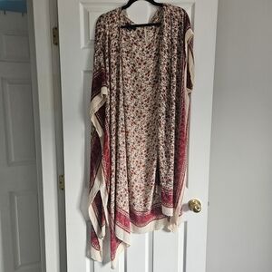 American Eagle Outfitters Red and Cream Swim Coverup
